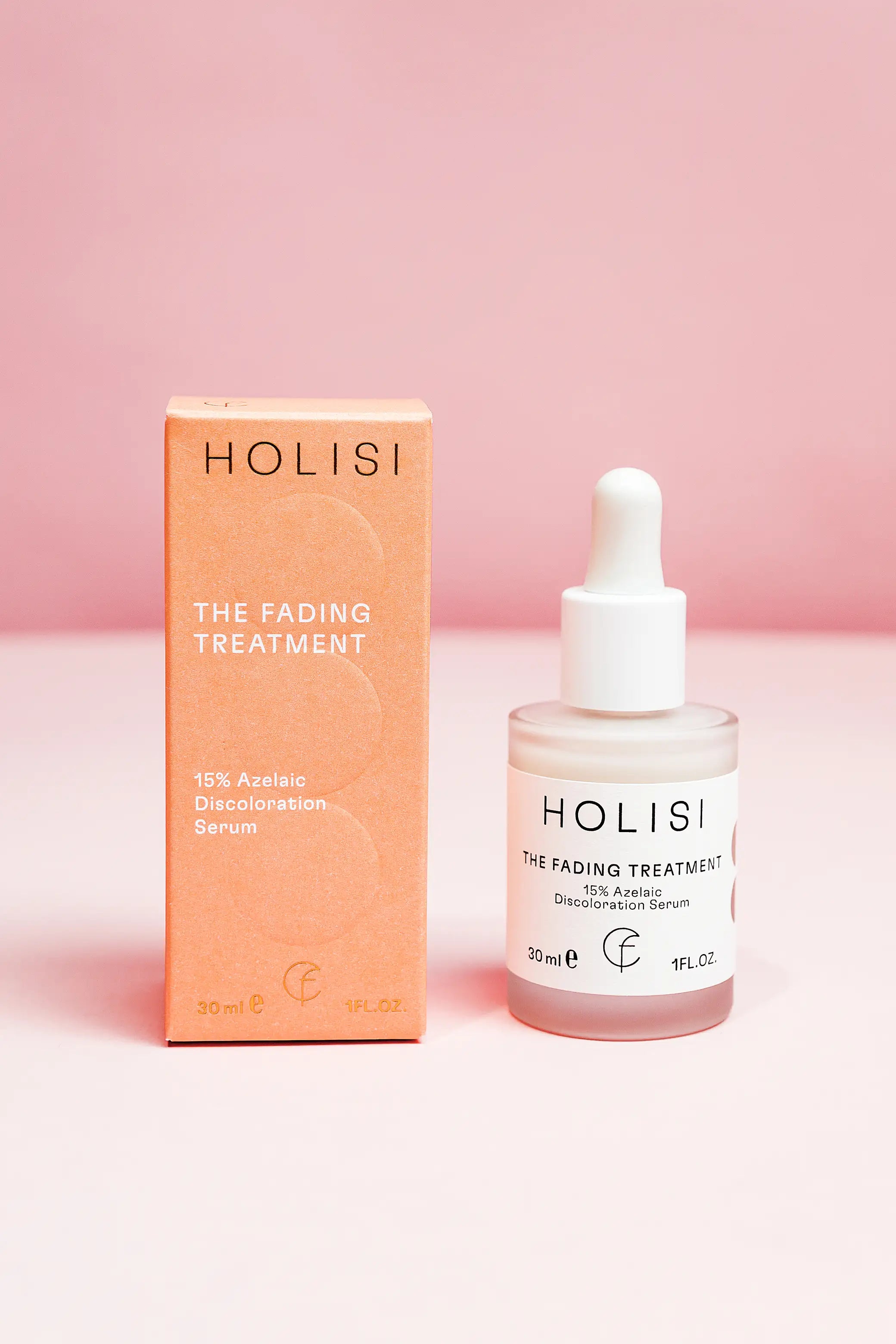 Imagen frontal del frasco y la caja de The Fading Treatment